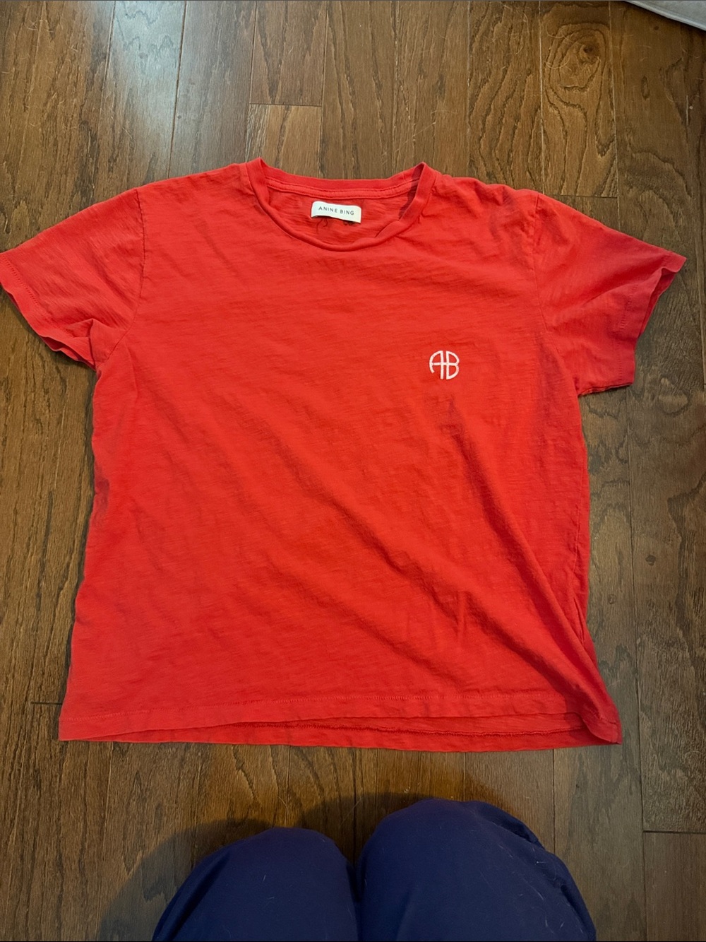 Anine Bing Red AB Monogram Tee